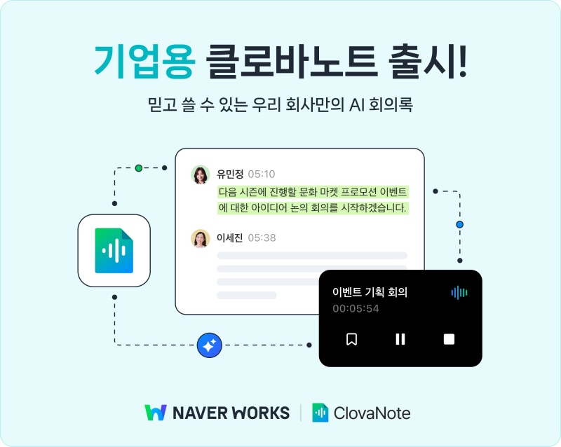 네이버클라우드, 보안·커스텀 기능 강화한 기업용 ‘클로바노트’ 출시