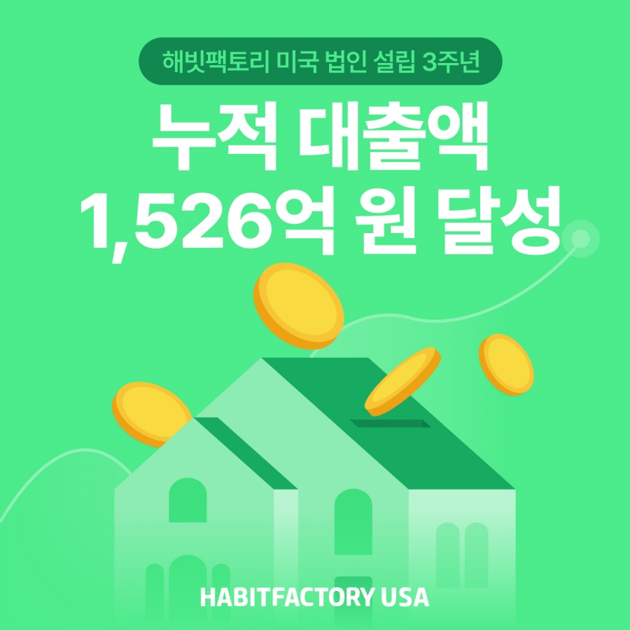 해빗팩토리 미국 법인, 누적 주담대 금액 1526억원 기록